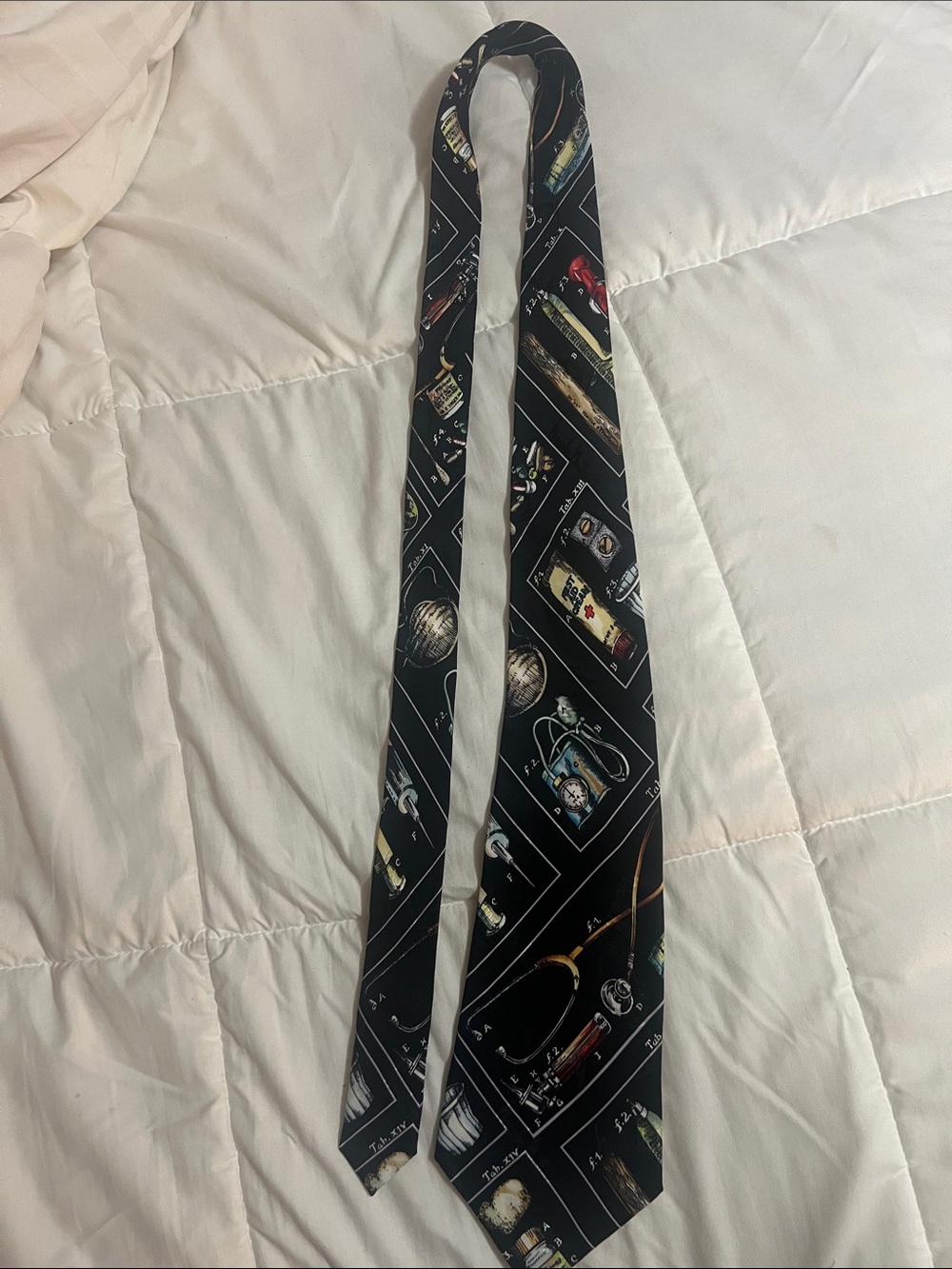 Nicole Miller Black Novelty Print Men's Tie with Multicolor Accents (#30)
